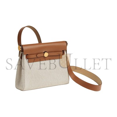 HERMES HERBAG MINI CANVAS AND COWHIDE CROSSBODY BAG H085414CCAA (20*17*7cm)